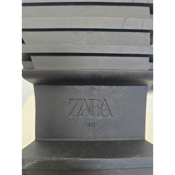 NOT FOR SALE ZARA Loafer Oxford Platform Wedge Blucher NWT Black Patent Size 9 - Picture 5 of 10